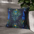 Emerald Peacock Feathers Luxe Seamless Square Cushion Cover - Product in Use Lifestyle View | Prints With Passion