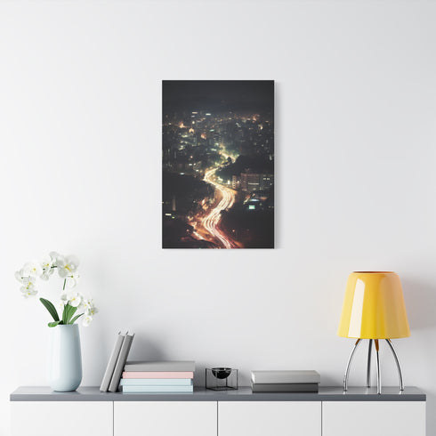 Seoul After Dark Neon Skyline Stretched Canvas Art - Product in Use