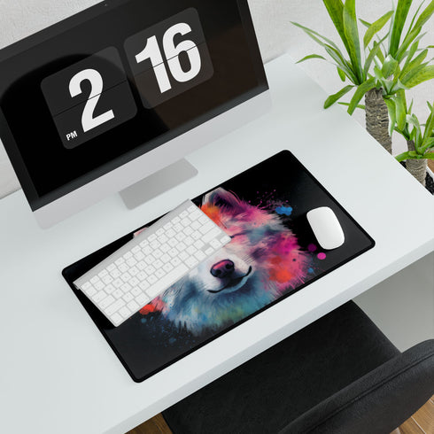 Samoyed Puppy Illustrated XL Desk Mat (60 × 35 cm) - Product in Use