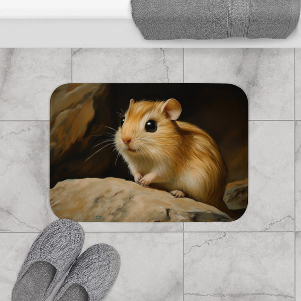Mongolian Gerbil Gerbil Cute Painting (Edition XIII) — Memory Foam Bath Mat — Modern Bathroom Floor Lifestyle View