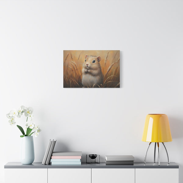Mongolian Gerbil Gerbil Cute Painting (Edition XVII) — Stretched Canvas Wall Art — Living Room Wall Lifestyle View