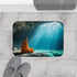 Monk Meditating in Underwater Cave (Edition III) — 61×43 Memory Foam Bath Mat — Modern Bathroom Floor Lifestyle View