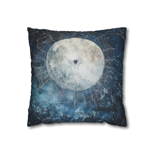 Moon Spider Weaving Web of Silver — Double-Sided Cushion Cover — Front Double-Sided Cushion View