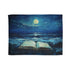 Moonlight Spilling from Open Book — Plush Fleece Throw Blanket — Full Flat Artwork View