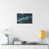 Moonlit Forest with Glowing Mushrooms — 24×16 Canvas Wall Art — Living Room Wall Lifestyle View