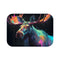 Moose Watercolor — Non-Slip Bath Mat — Top-Down Velvet Microfibre Artwork View