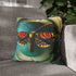Moth Flying Through Quantum Rings — Faux Suede Cushion Cover — Sofa & Living Room Lifestyle View