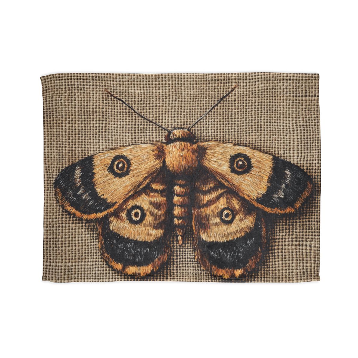 "Moth on Burlap Bed Cover"