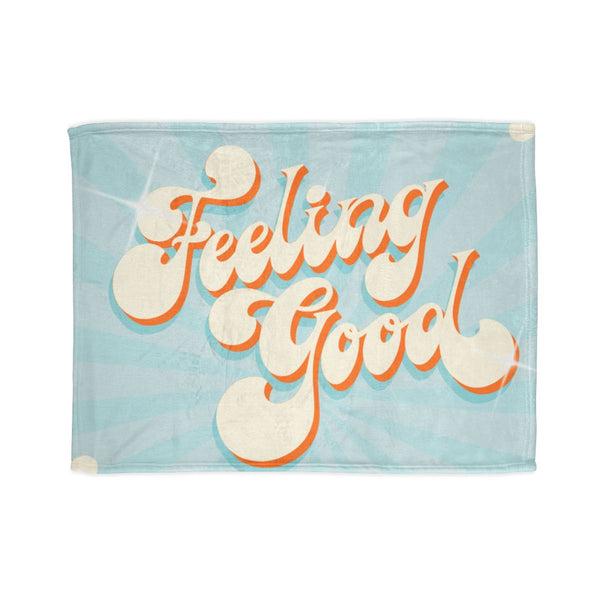 Motivational Positive Quote Groovy Blue Orange Beige Re — 50×60 Plush Throw Blanket — Full Spread Plush Fleece Artwork View