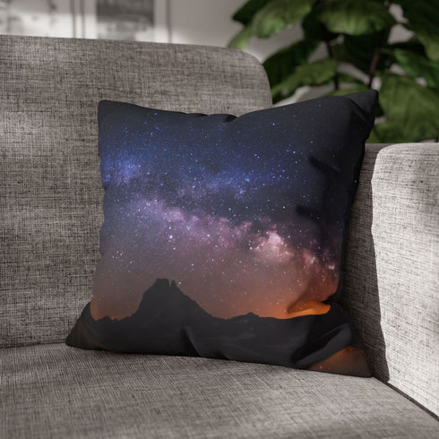 Mountain Nightscape — 40×40 Cushion Cover — Sofa & Living Room Lifestyle View