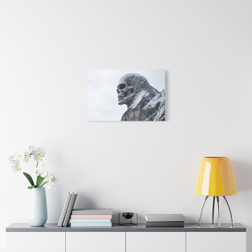 Mountain Peak Shaped Like Skull — Stretched Canvas Wall Art — Living Room Wall Lifestyle View