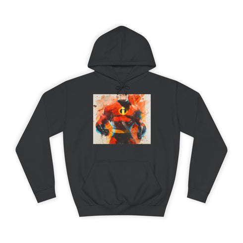 Mr Incredible Graphic Unisex College Hoodie - Jet Black Front