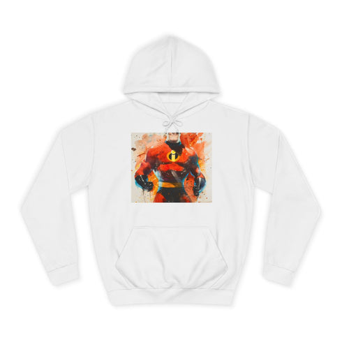 Mr Incredible Graphic Unisex College Hoodie - Arctic White Front