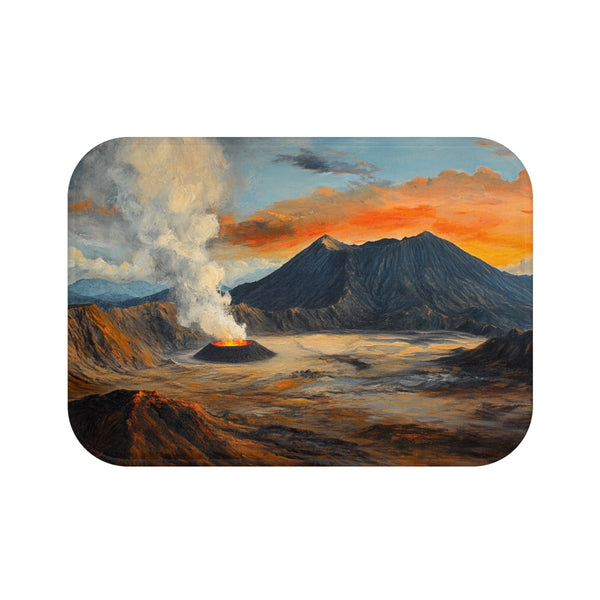 Mt Bromo Indonesia Fiery Heart of East Java Sunrise (Edition V) — Memory Foam Bath Mat — Top-Down Memory Foam Bath Mat View