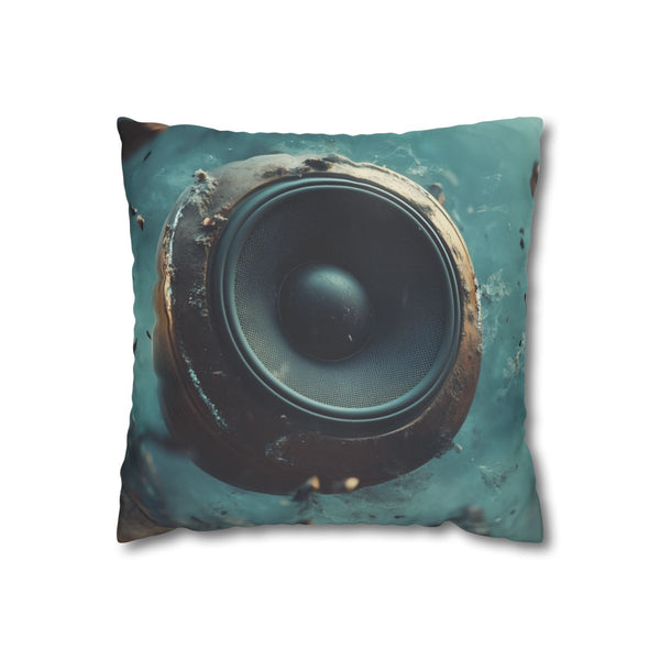 Music Floating from Cracked Speaker Planet Double-Sided Square Cushion Cover