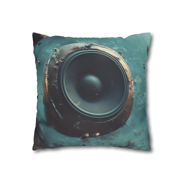 Music Floating from Cracked Speaker Planet Double-Sided Square Cushion Cover