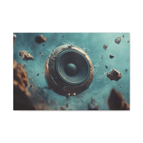 Music Floating from Cracked Speaker Plan — 24×16 Canvas Wall Art — Front Gallery-Wrapped Canvas View