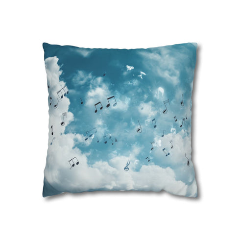 Music Notes Floating Through Clouds — Double-Sided Cushion Cover — Front Double-Sided Cushion View