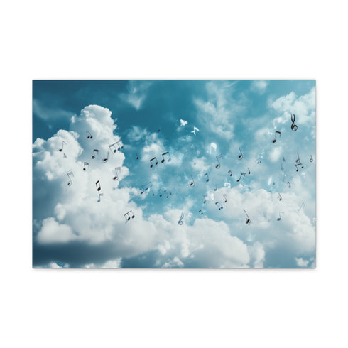 Music Notes Floating Through Clouds — Canvas Wall Art — Front Gallery-Wrapped Canvas View