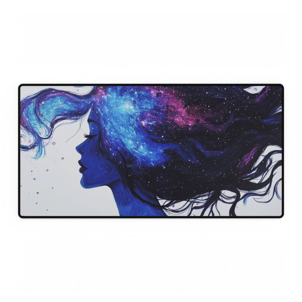 Mysterious Woman with Galaxy Hair (Edition III) — XXL Gaming Desk Mat — Full Top-Down Artwork View