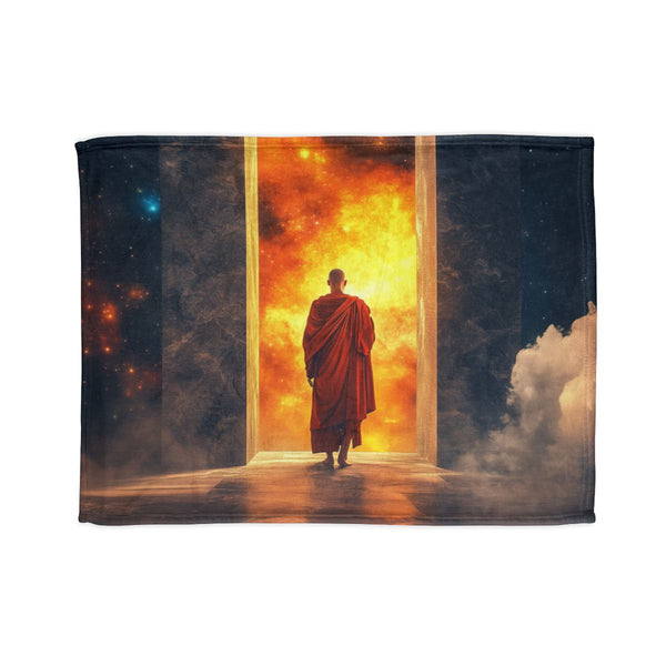 Mystic Monk Opening Cosmic Gate (Edition II) — Plush Fleece Throw Blanket — Full Spread Plush Fleece Artwork View
