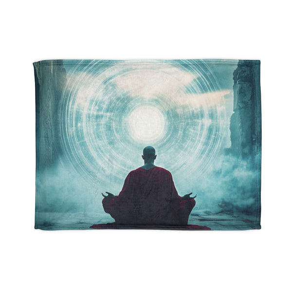Mystic Monk Opening Cosmic Gate (Edition III) — Plush Fleece Throw Blanket — Full Spread Plush Fleece Artwork View