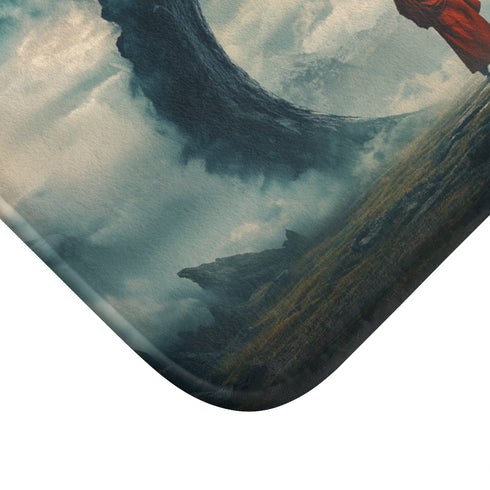 Mystic Monk Opening Cosmic Gate — 61×43 Memory Foam Bath Mat — Cushioned Memory Foam & Microfibre Close-Up