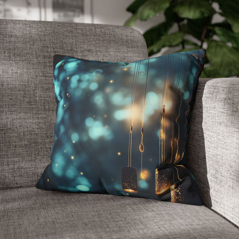 Mystical Wind Chimes Glowing in Night Double-Sided Square Cushion Cover
