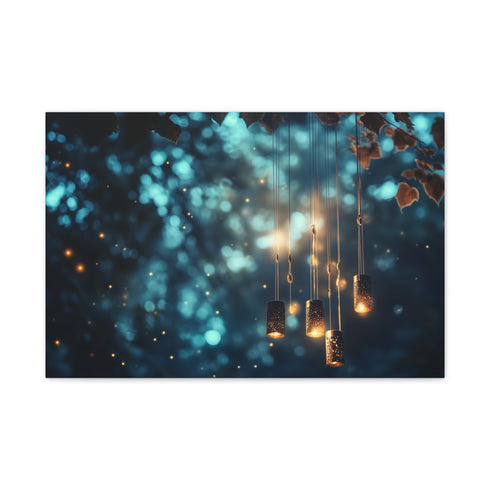 Mystical Wind Chimes Glowing in Night — Canvas Wall Art — Front Gallery-Wrapped Canvas View