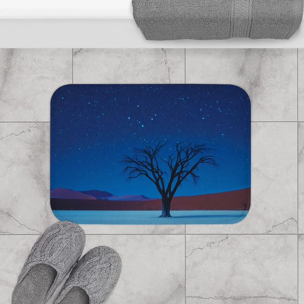 Namibrand Nature Reserve Namibia Starry Night Sky — 61×43 Memory Foam Bath Mat — Modern Bathroom Floor Lifestyle View