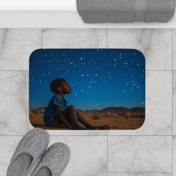 Namibrand Nature Reserve Namibia Starry Night Sky — 61×43 Memory Foam Bath Mat — Modern Bathroom Floor Lifestyle View