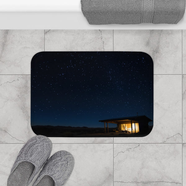 Namibrand Nature Reserve Namibia Starry Night Sky — 61×43 Memory Foam Bath Mat — Modern Bathroom Floor Lifestyle View