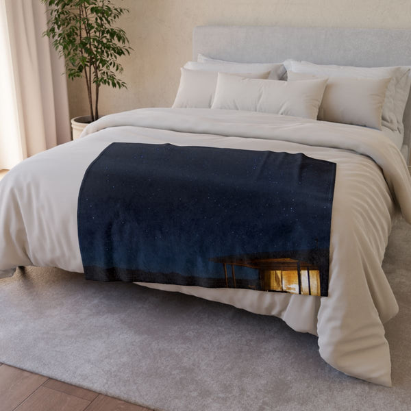Namibrand Nature Reserve Namibia Starry Night Sky — 50×60 Plush Throw Blanket — Draped Over Sofa & Bed Lifestyle View