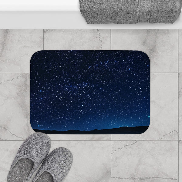 Namibrand Nature Reserve Namibia Starry Night Sky — 61×43 Memory Foam Bath Mat — Modern Bathroom Floor Lifestyle View
