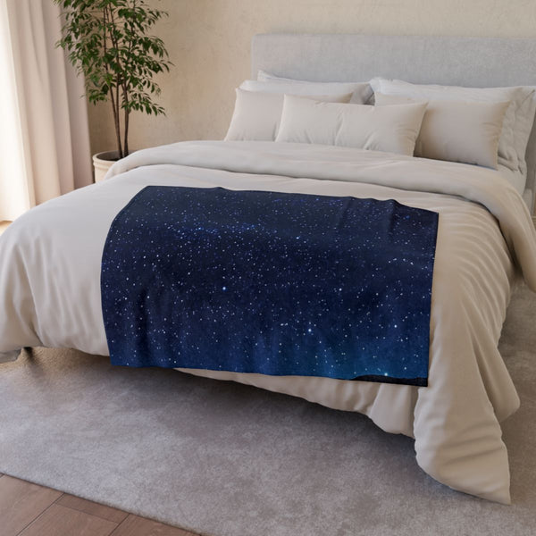 Namibrand Nature Reserve Namibia Starry Night Sky — 50×60 Plush Throw Blanket — Draped Over Sofa & Bed Lifestyle View