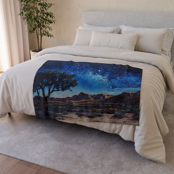 Namibrand Nature Reserve Namibia Starry Night Sky P — 50×60 Plush Throw Blanket — Draped Over Sofa & Bed Lifestyle View