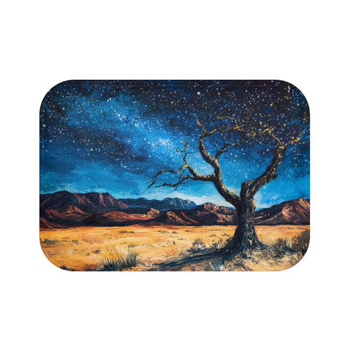 Namibrand Nature Reserve Namibia Starry Night Sky P — 61×43 Memory Foam Bath Mat — Top-Down Velvet Microfibre Artwork View