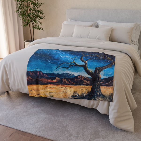 Namibrand Nature Reserve Namibia Starry Night Sky P — 50×60 Plush Throw Blanket — Draped Over Sofa & Bed Lifestyle View