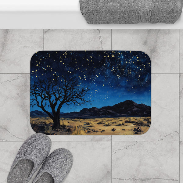 Namibrand Nature Reserve Namibia Starry Night Sky P — 61×43 Memory Foam Bath Mat — Modern Bathroom Floor Lifestyle View