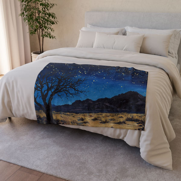 Namibrand Nature Reserve Namibia Starry Night Sky P (Edition IV) — Plush Fleece Throw Blanket — Drape over Sofa & Bed Lifestyle View
