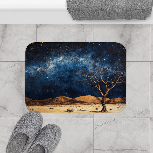 Namibrand Nature Reserve Namibia Starry Night Sky P — 61×43 Memory Foam Bath Mat — Modern Bathroom Floor Lifestyle View