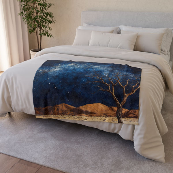 Namibrand Nature Reserve Namibia Starry Night Sky P — 50×60 Plush Throw Blanket — Draped Over Sofa & Bed Lifestyle View
