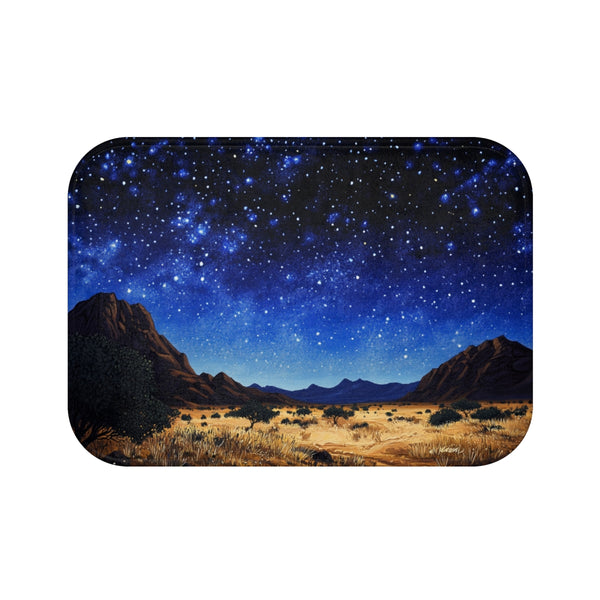 Namibrand Nature Reserve Namibia Starry Night Sky P — 61×43 Memory Foam Bath Mat — Top-Down Velvet Microfibre Artwork View
