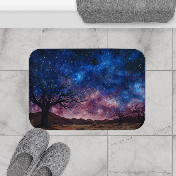 Namibrand Nature Reserve Namibia Starry Night Sky P — 61×43 Memory Foam Bath Mat — Modern Bathroom Floor Lifestyle View