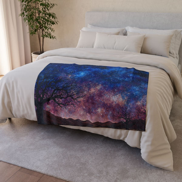 Namibrand Nature Reserve Namibia Starry Night Sky P — 50×60 Plush Throw Blanket — Draped Over Sofa & Bed Lifestyle View