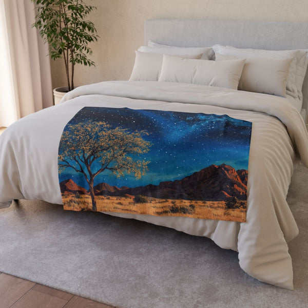 Namibrand Nature Reserve Namibia Starry Night Sky P — 50×60 Plush Throw Blanket — Draped Over Sofa & Bed Lifestyle View
