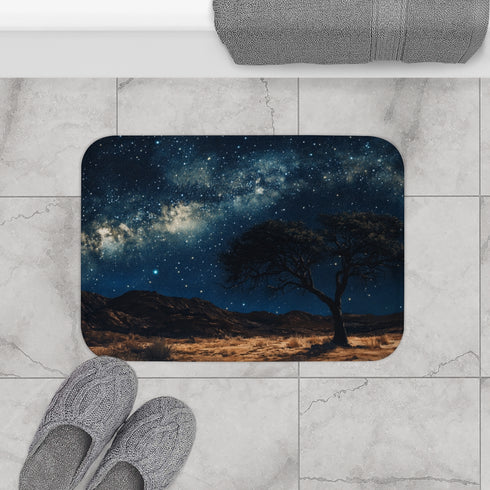 Namibrand Nature Reserve Namibia Starry Night Sky P — 61×43 Memory Foam Bath Mat — Modern Bathroom Floor Lifestyle View