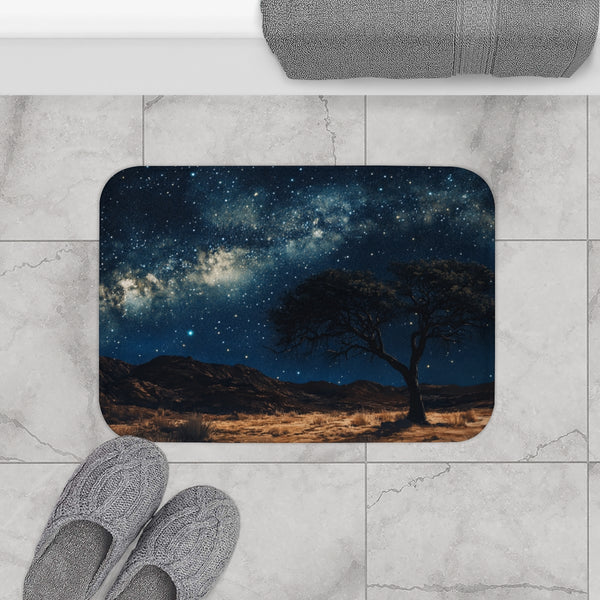 Namibrand Nature Reserve Namibia Starry Night Sky P — 61×43 Memory Foam Bath Mat — Modern Bathroom Floor Lifestyle View