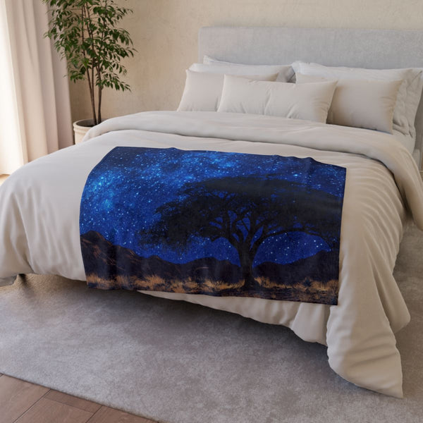 Namibrand Nature Reserve Namibia Starry Night Sky P — 50×60 Plush Throw Blanket — Draped Over Sofa & Bed Lifestyle View