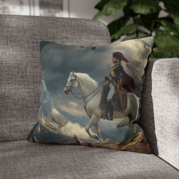 Napoleon Bonaparte Crossing the Alps — Double-Sided Cushion Cover — Sofa & Armchair Living Room Lifestyle View